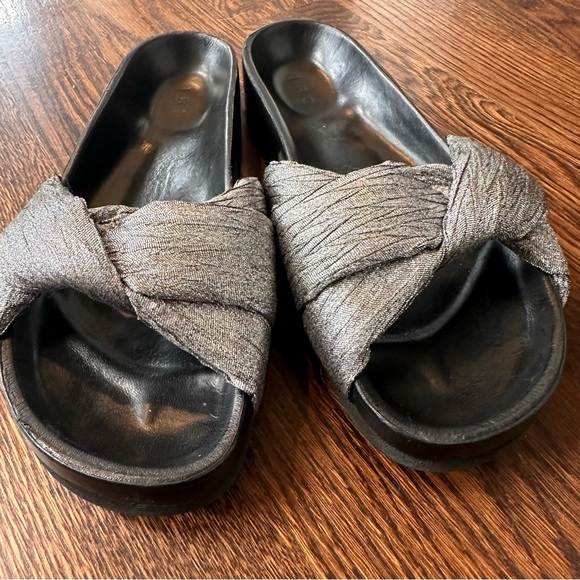 IRO KAELY SLIDE SANDALS Silver Slides, Size 9 (39)